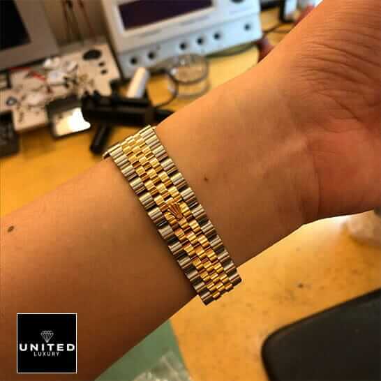 Rolex Datejust 116233-0209 Rolex 116233 Yellow Gold Jubilee Bracelet Replica rolex logo on bracelet