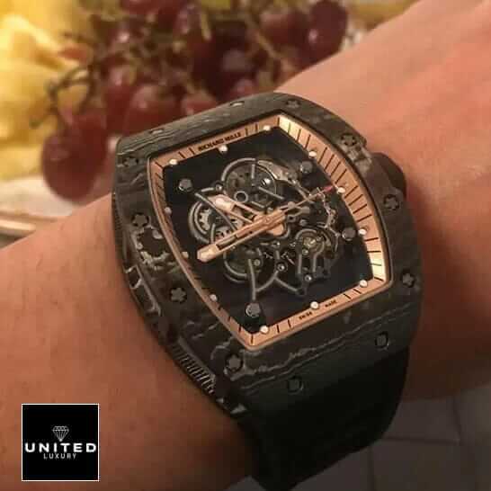 Richard Mille RM 055 Richard Mille RM055 Bubba Watson Black Rubber Bracelet Replica on the wrist