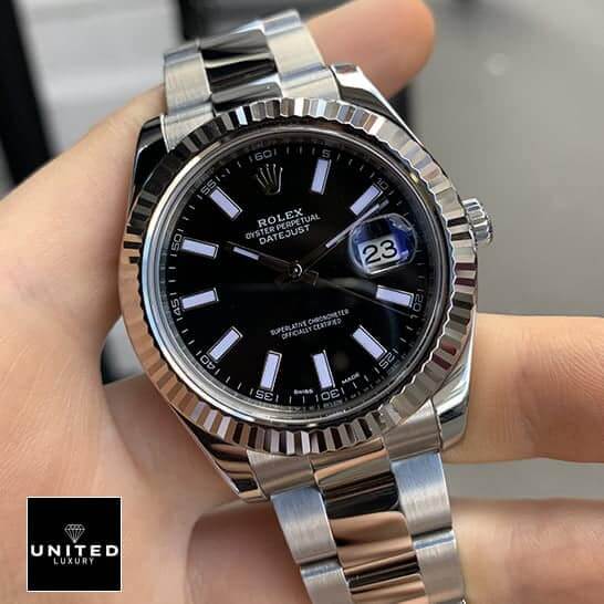 Rolex Datejust 116334BKSO Automatic Rolex Datejust II Automatic Black Dial 116334BKSO Oyster Replica on his hands