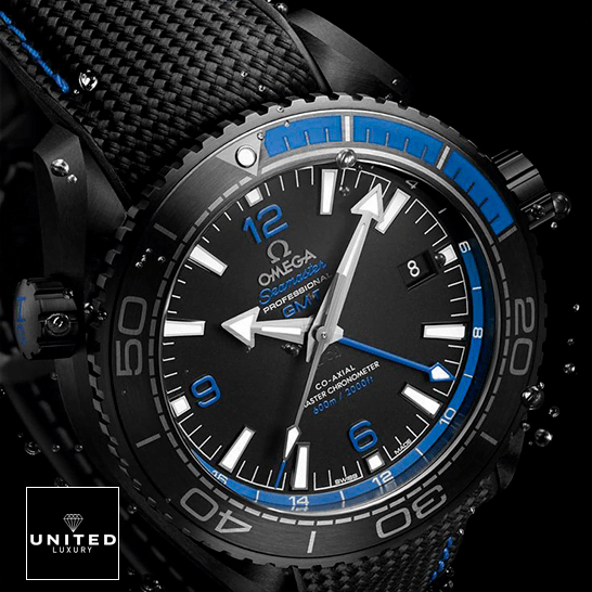 Omega Seamaster Planet Ocean Blue Ceramic Ref. 232.30.42.21.03.001 Ultra Clone 1:1 omega seamaster planet ocean ceramic 215 92 46 22 01 002 black dial replica front Omega Seamaster Planet Ocean Black Dial Blue Bezel Replica black background