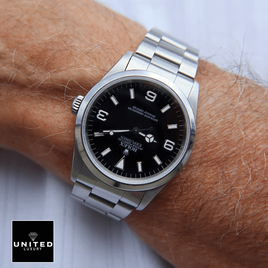Rolex Explorer 124270 Rolex Explorer 124270 Stainless Steel Oyster Replica on his arm