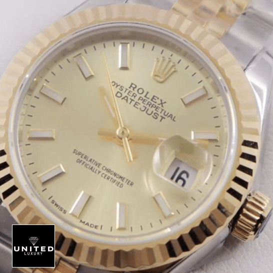 Rolex Datejust 279173 Champagne Replica Rolex Datejust Gold Dial Replica close view