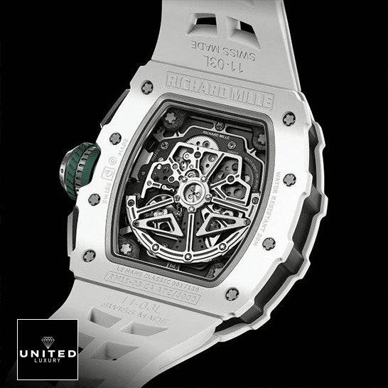 Richard Mille RM 11-03 Richard Mille RM1103 White Dial Replica upside view black background