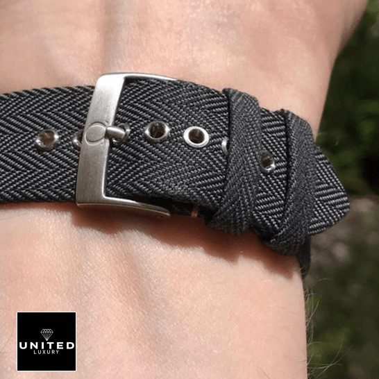 Omega Railmaster 220.12.40.20.01 Black Buckle Bracelet Replica on the wrist