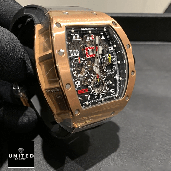 Richard Mille RM 011 Richard Milee Felipe Massa RM011RG Black Rubber Bracelet Replica on the hand