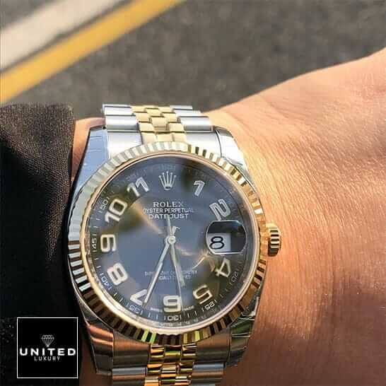 Rolex Datejust 116233-0209 Rolex Datejust Jubilee Bracelet on the wrist