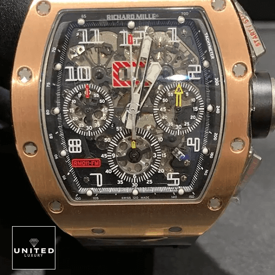 Richard Mille RM 011 Richard Mille Rose Gold Bezel Black Dial Replica front view