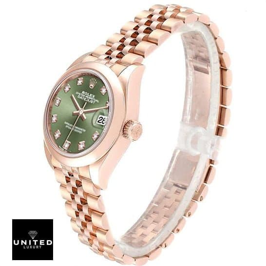 Rolex Lady-Datejust 279165-0011 Everose Gold Automatic Green With Diamond Dial Jubilee Replica