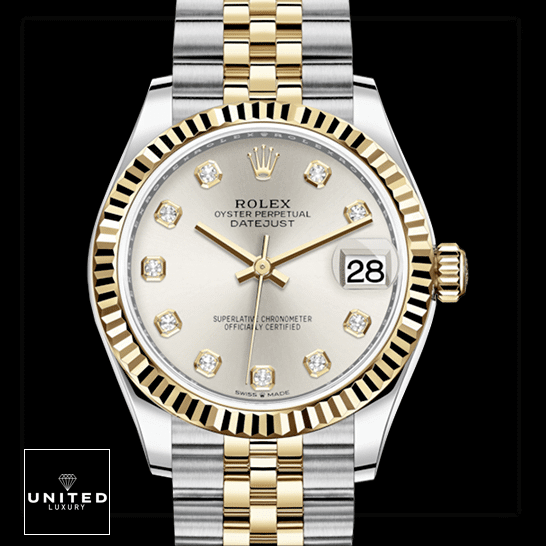 Rolex Datejust 278273 Rolex Datejust 278273-0020 Steel And Yellow Gold Silver With Diamond Dial Jubilee Replica