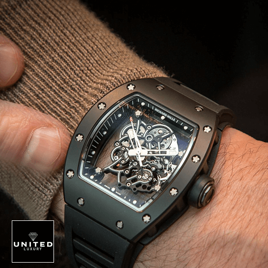Richard Mille RM 055 Richard Mille RM055 Skeleton Black Replica on the wrist