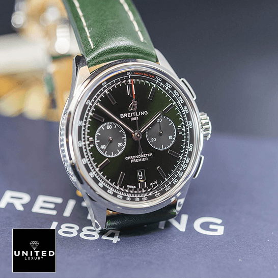 Breitling Premier B01 Chronograph AB0118A11L1X1 Breitling Premier Green Chronograph 42 Green Dial Replica on the box