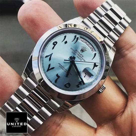 Rolex Day-Date 228206 Rolex DayDate 40 228206 Arabic indices Dial Replica on his hands