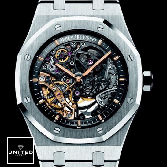Audemars Piguet Royal Oak Stainless Steel Skeleton Replica black background