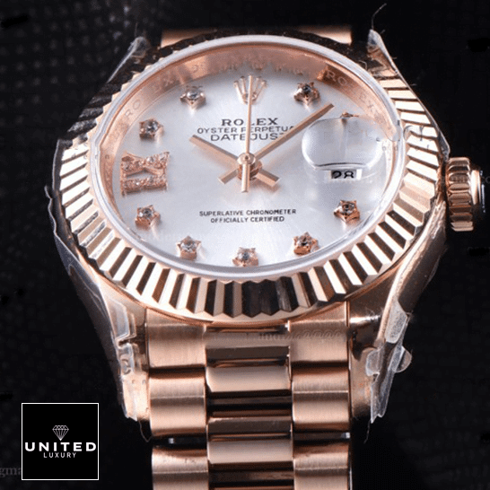 Rolex Lady Datejust Rose Gold 279175 White Dial with Diamonds Dot Replica