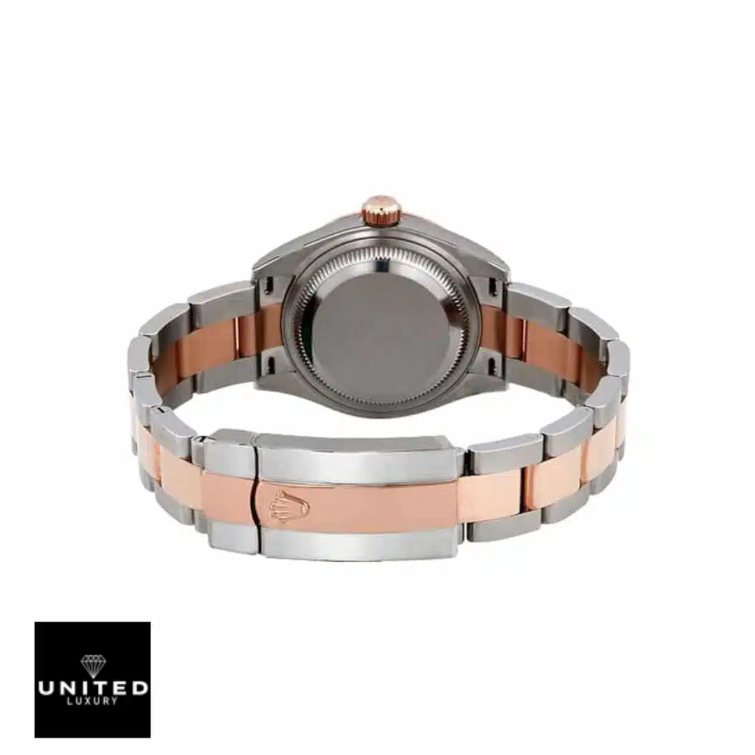 Rolex Lady-Datejust 279381RBR Everose Gold Diamond Bezel Precision Clone Yeni Proje 1 24 Rolex datejust 279381RBR gold clasp on white background