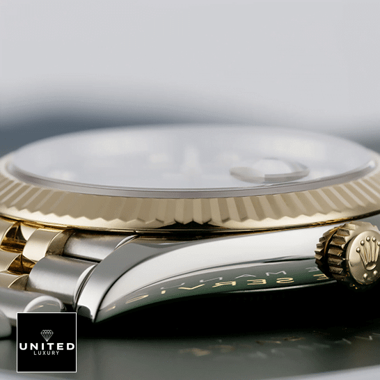 Rolex Datejust 69173 Lady Diamond Black Dial Premium Replica 1:1 rolex ratejust black Dial 69173 jubilee replica left Rolex Datejust Gold Crown Pusher