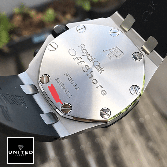Audemars Piguet Royal Oak Offshore 25940SK.OO.D002CA.03 Master Clone Quality audemarspiguet royaloakoffshore 25940SK.OO .D002CA.03 replica backside Audemars Piguet Royal Oak Offshore Stainless Steel Case Replica upside view