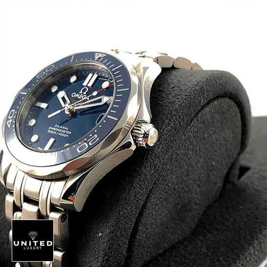 Omega Seamaster 300m Steel Blue Dial Replica in the stand