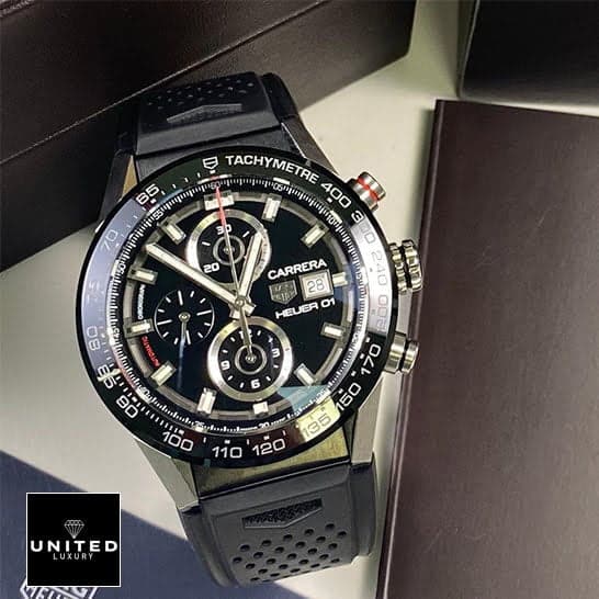 TAG Heuer Carrera Chronograph CBN2A1B.BA0643 Tag Carrera Black Rubber Replica Black Rubber Crown Pusher
