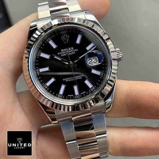 Rolex Datejust 116334BKSO Automatic Rolex Datejust II Automatic Black Dial 116334BKSO Replica on his hands
