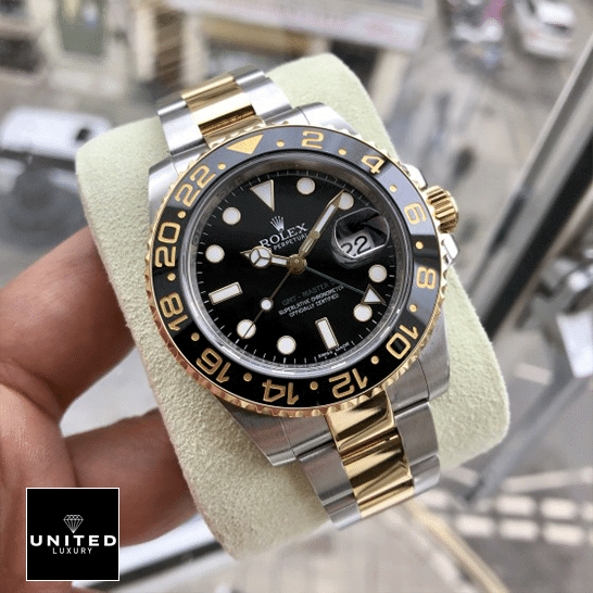 Rolex GMT-Master II 126711CHNR Rolex GMT-Master II 116713 dial is black with stick and dot indices Replica