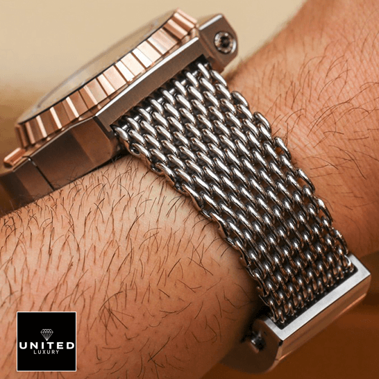 Omega Seamaster Ploprof Titanium 227.90.55.21.99.001 Luxury Clone Quality omega seamaster ploprof 227.90.55.21.99.001 replica bracelet Omega Seamaster Steel Bracelet Replica on the wrist