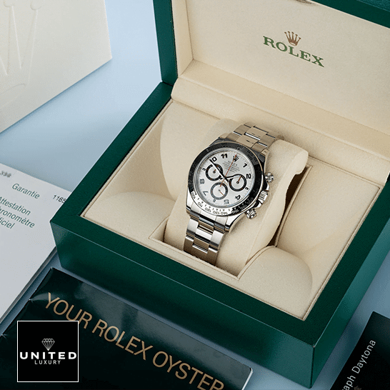 Rolex Cosmograph Daytona 116509 Rolex Daytona 116509 White Gold Silver Dial Replica ın the Rolex Box