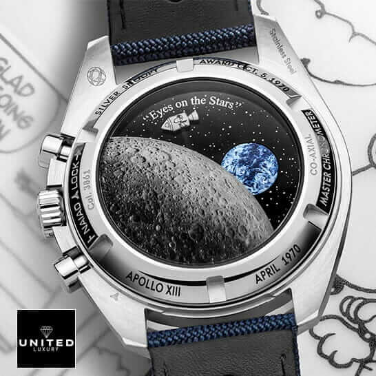 Omega Speedmaster Omega Speedmaster Apollo Stainless Steel Replica upside moon view