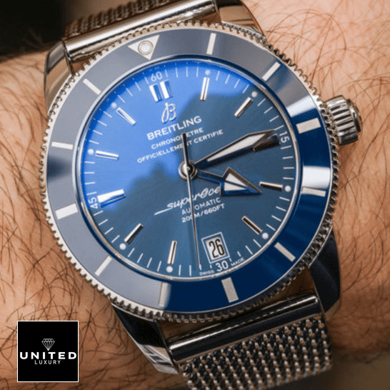 Breitling Heritage AB2010161C1A1A Blue Dial And Bezel Replica on the man wrist