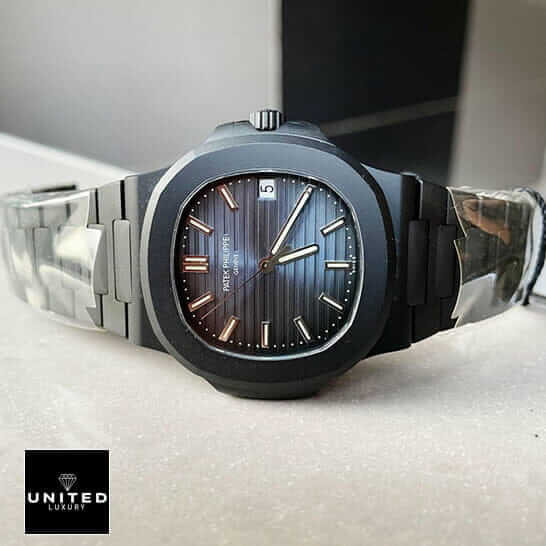 Patek Philippe Nautilus 5711/1A-010 Patek Philippe Nautilus Black Case Blue Dial Replica side view