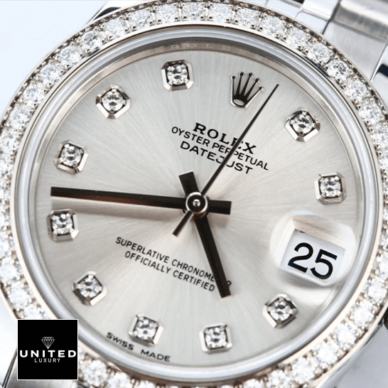 Rolex Datejust 178384 Rolex Datejust 178384 Diamond Bezel Replica close analog view