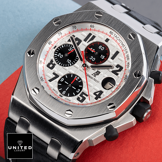 Audemars Piguet Royal Oak Offshore 26170ST.OO.D101CR.02 Audemars Piguet 26170ST.OO_.D101CR.02 White Dial Steel Replica red second hand