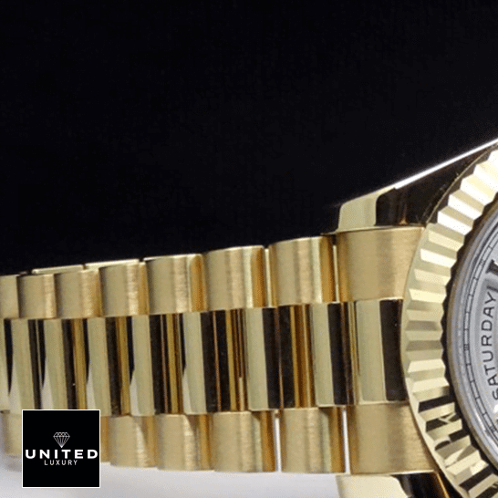 Rolex Day-Date 218238-0037 Precision Clone Edition rolex day date 218238 0037 replica tiltedleft 1 Rolex Day-Date II Gold 218238-0037 Oyster Jubilee Replica
