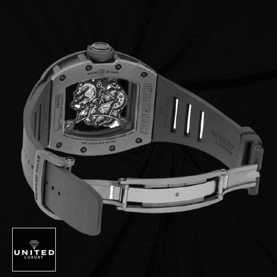 Richard Mille RM 055 Richard Mille RM055 Black Rubber Bracelet Replica opened clasp black background