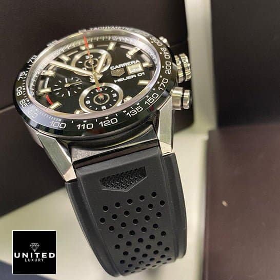 TAG Heuer Carrera Chronograph CBN2A1B.BA0643 Tag Carrera Black Rubber Replica Rubber Bracelet Black Bezel