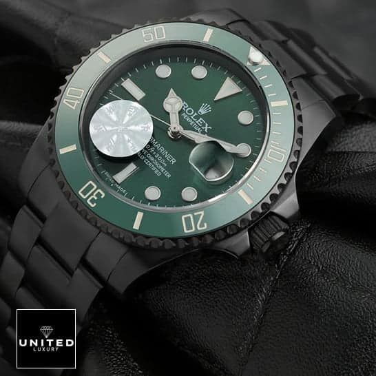Rolex Submariner Blaken 116611N Rolex Blaken Green Dial on a Black Backround