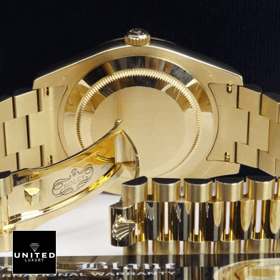 Rolex Day-Date 218238-0037 Precision Clone Edition rolex day date 218238 0037 replica case Rolex Day-Date II 218238-0037 Yellow Gold Case Replica Open Fold Clasp