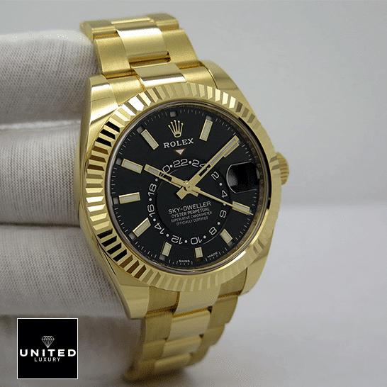 Rolex Sky-Dweller Black Dial Yellow Gold 326938-0004 Replica
