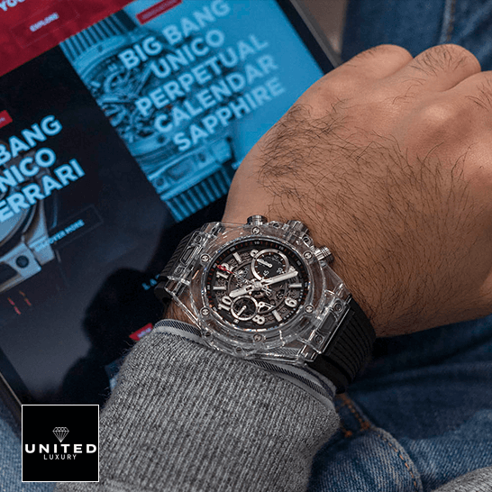 Hublot Big Bang Unico Hublot Big Bang Unico Magic Sapphire Replica on the wrist
