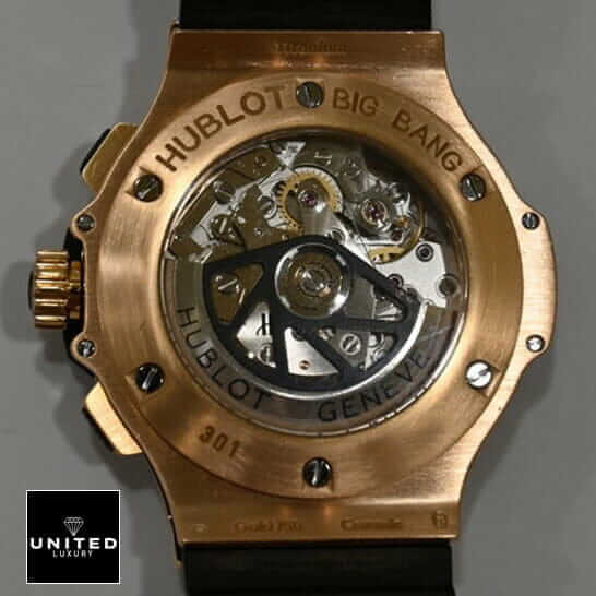 Hublot Big Bang Original 301.PB.131.RX Hublot Big Bang Gold Geneve Black Rubber Bracelet Replica upside view