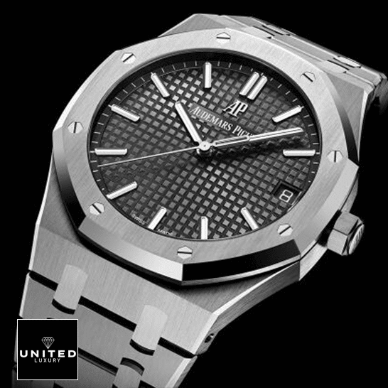 Audemars Piguet 15400ST.OO_.1220ST.04 Royal Oak Gray Replica black background