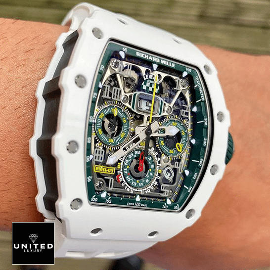 Richard Mille RM 11-03 Richard Mille Green Dial White Bezel Replica on the wrist