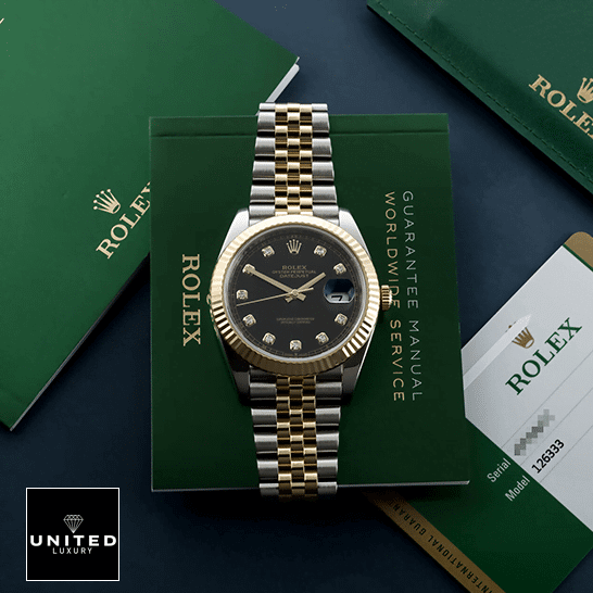 Rolex Datejust 69173 Lady Diamond Black Dial Premium Replica 1:1 rolex ratejust black Dial 69173 jubilee replica dial Rolex Datejust Jubilee Bracelet & Warrantly card