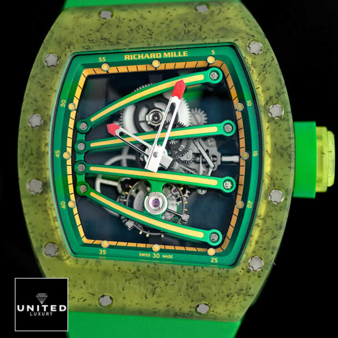 Richard Mille RM 59-01 Richard Mille Green Carbon Bezel Replica black background