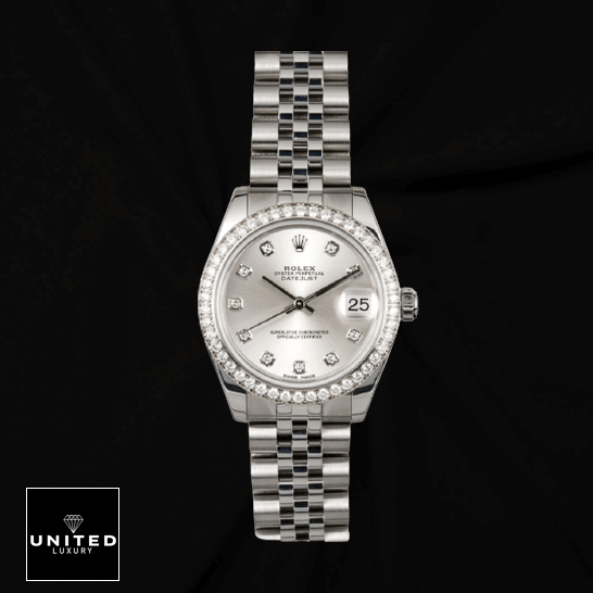Rolex Datejust 178384 Rolex Datejust Diamond bezel Jubilee Bracelet Replica black background