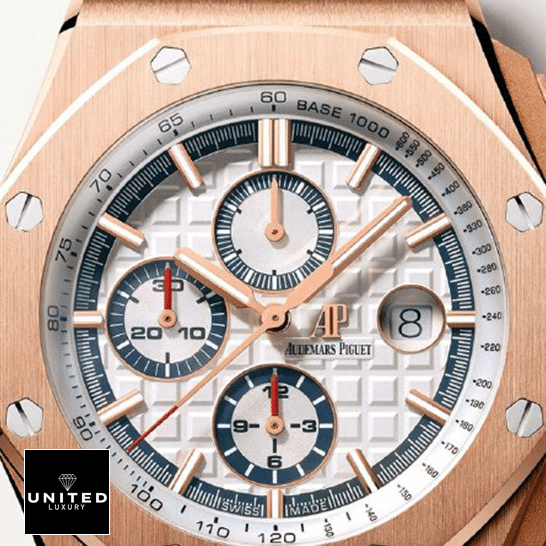 Audemars Piguet Ryal Oask White Dial Gold Bezel Replica front view