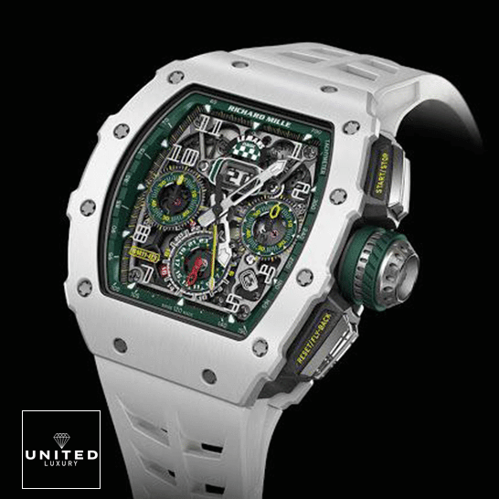 Richard Mille RM 11-03 Richard Mille RM1103 White Rubber Bracelet Replica black background