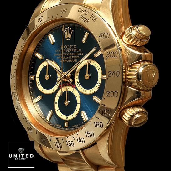 Rolex Daytona Cosmograph 16528 Rolex Daytona Cosmograph 16528 Replica Yellow Gold Crown Pusher