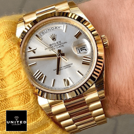 Rolex Day-Date 228238-0042 Rolex Day-Date 40 228238 Replica on his arm