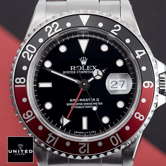 Rolex GMT-Master II 16710 Rolex GMT-Master II Coke 16710 Black & Red Bezel Replica Black Red Background